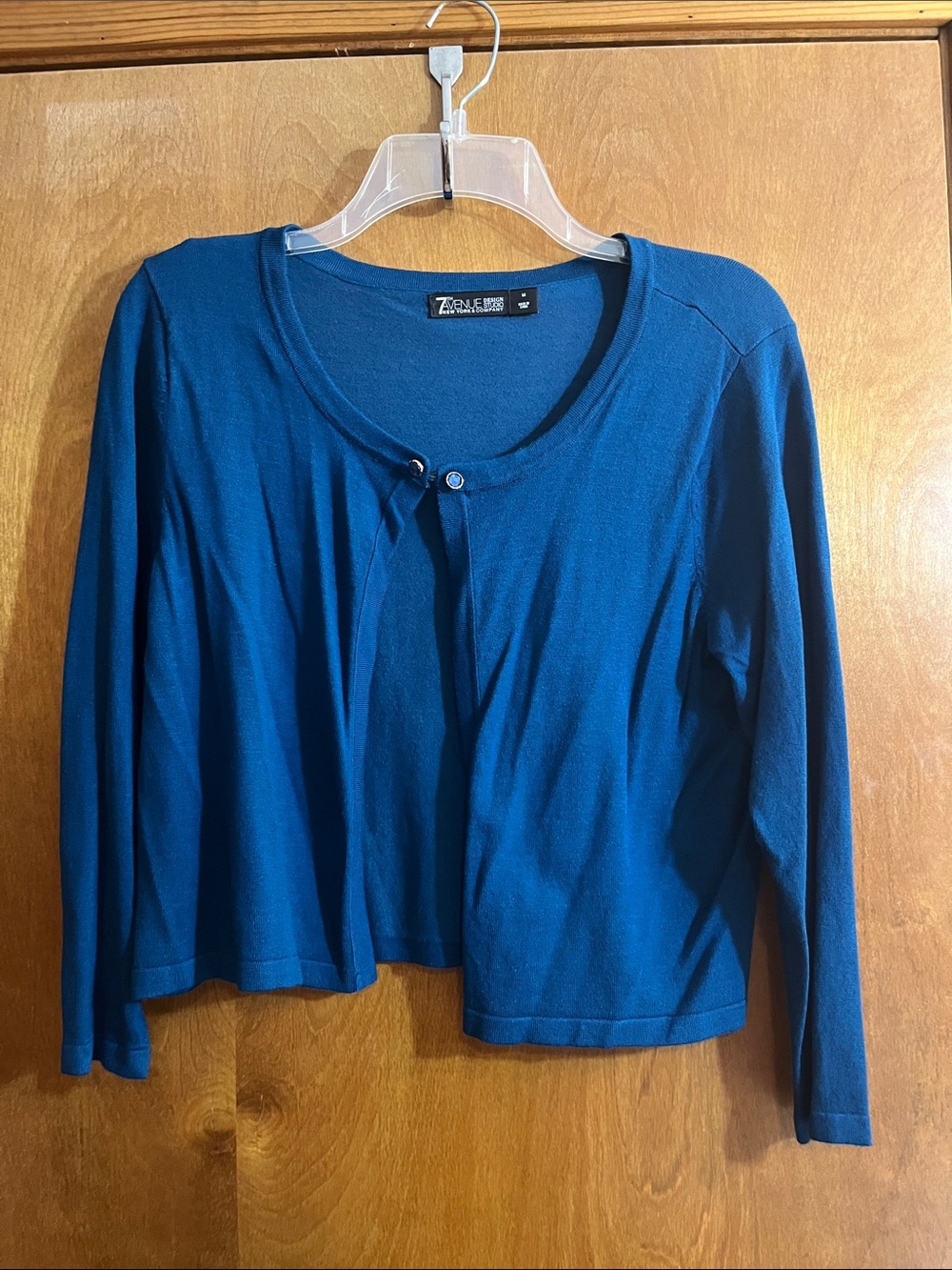 Teal/Blue M Cropped Cardigan with Single-Button Front - Bundle for Free Shipping